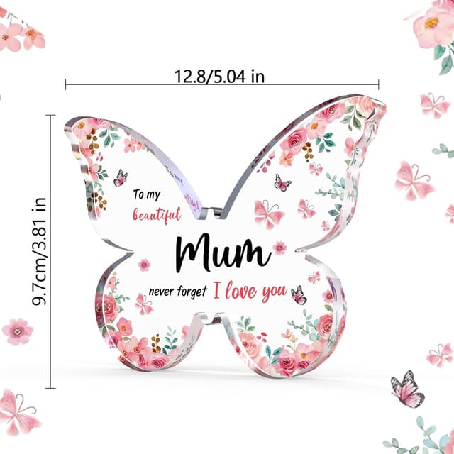 Detalle de Butterfly-shaped acrylic plaque Mothers Day gift for Mum, from daughter or son