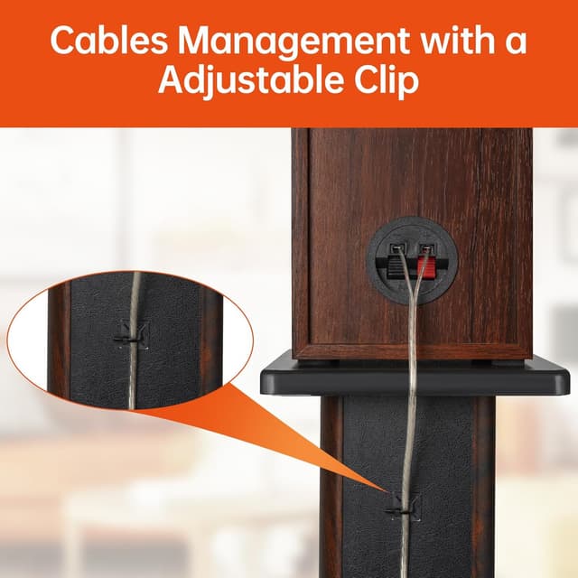 Detalle de OUUTMEE supporti per altoparlanti in legno da 30 cm (12 pollici) – stand HiFi robusti con base riempibile e pastiglie antiscivolo