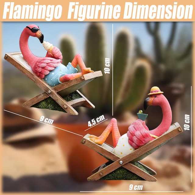 Detalle 2 de MUAMAX rosafarbener Flamingo-Gartenstatue aus Resin für Terrasse, Hof und Schreibtisch