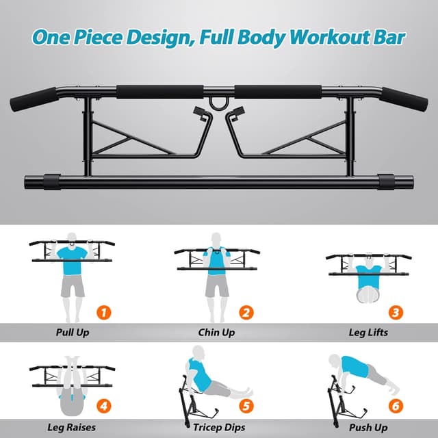 Thumbnail 6 de JX FITNESS Door Frame Pull Up Bar (Foldable, No Drilling) for Chin-ups at Home