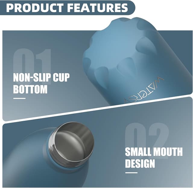 Detalle 2 de WATERSY Stainless Steel Insulated Water Bottle (500ml) in Smog Blue