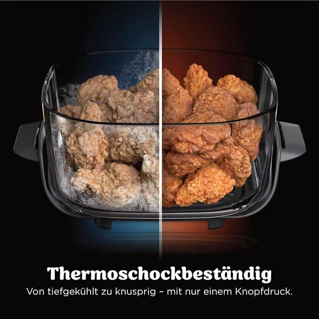 Detalle de Ninja CRISPi Tragbare Heißluftfritteuse FN102EU (4-in-1) mit Tragetasche, 2 Glasbehältern 1,4 l & 3,8 l