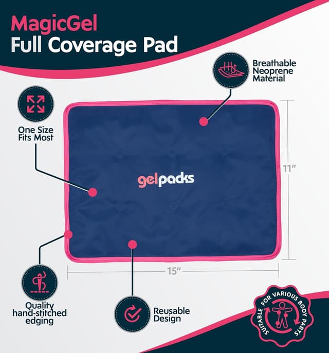 Detalle de Grande poche de glace en gel froid souple et réutilisable (grand pack) pour genou, dos, épaule, cheville, coude