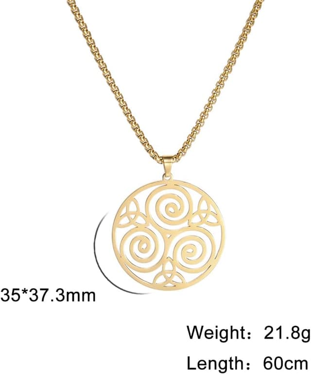 Detalle de VASSAGO Keltische Spiralknoten-Halskette mit Triskele-Anhänger (Edelstahl)