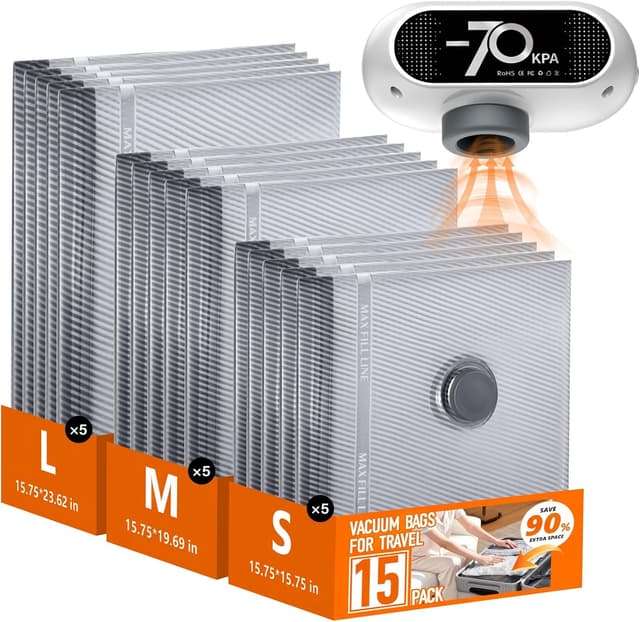 Detalle de Travel Vacuum Bags 15-Pack ⚙