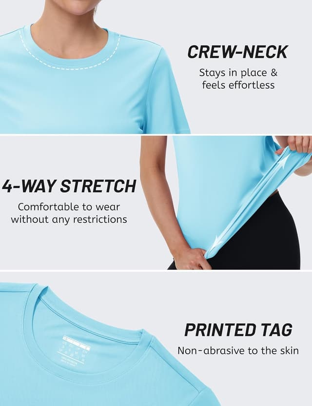 Detalle de TACVASEN Women’s short-sleeve outdoor sports T-shirt with quick-dry and UPF 50+ protection