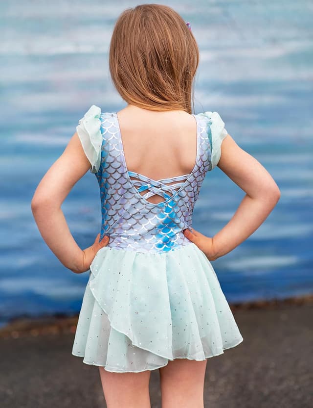 Detalle de Arshiner Girls Ruffle Sleeve Ballet Dance Dress Leotard with Tutu Skirt