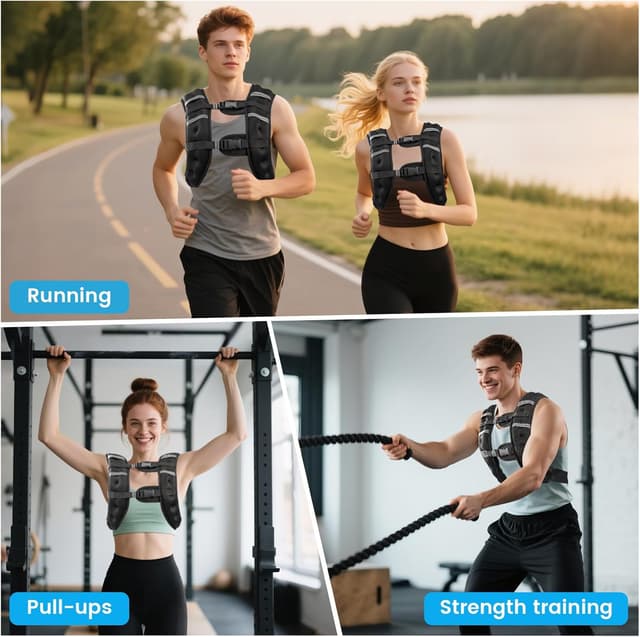 Detalle 2 de Ragebby Weighted Vest (6lb/8lb/12lb/16lb/20lb/30lb) with Reflective Stripe — Adjustable for Training