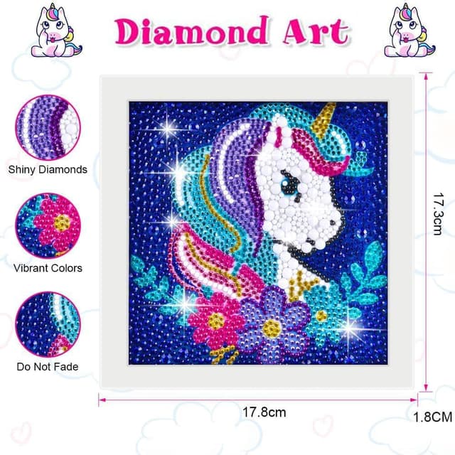 Detalle de Kit Diamond Painting 5D AUAUY con cornice in legno e tema Unicorno