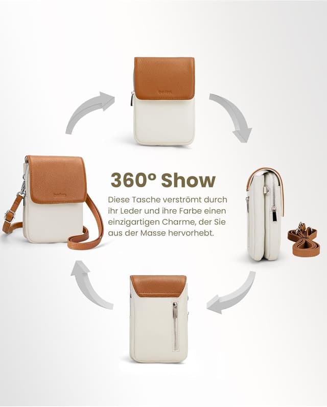 Detalle de befen Echtleder Handytasche zum Unhängen für Damen mit RFID-Blockierung und Kartenfächern