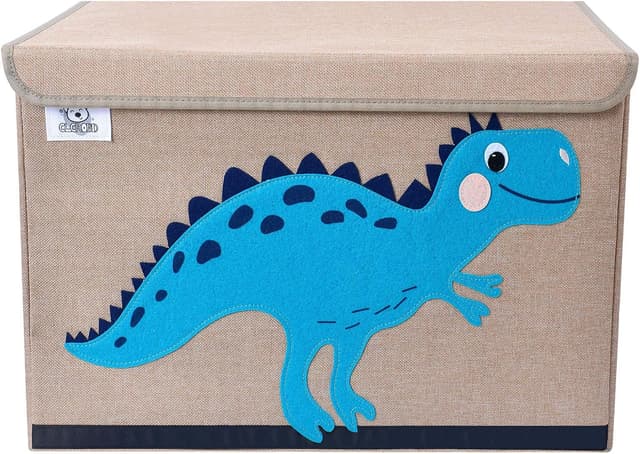 Detalle de CLCROBD Foldable Kids Large Toy Chest (Dinosaur) with Flip-Top Lid