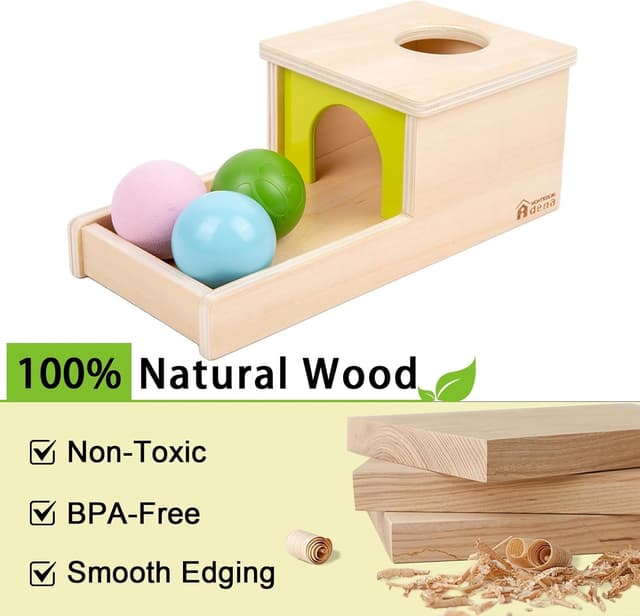 Detalle 1 de Adena Montessori Object Permanence Box with 3 Balls