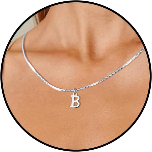 Detalle de Esmoly Iniziale Collana Donna Oro 14K Choker con lettera A-Z, lunghezza regolabile 16+2