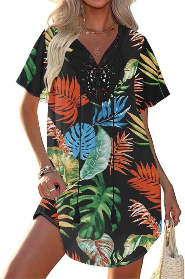 Detalle de Ekouaer beach cover up dress, V-neck