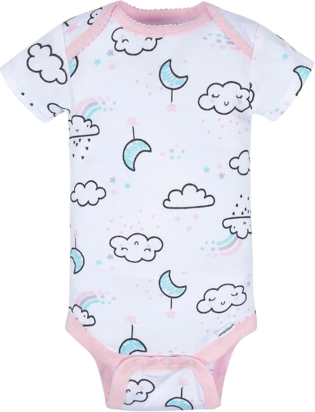 Detalle de Lot de 8 bodies bébé fille Gerber en coton côtelé, motif nuages