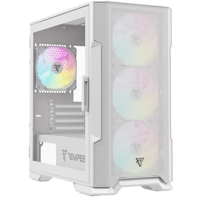 Detalle de Tempest Stockade ARGB M-ATX Cristal Templado USB 3.0 Blanca 🖥