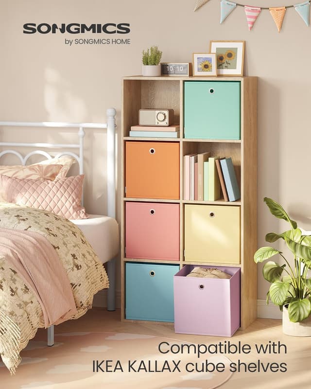 Detalle de SONGMICS Rainbow Collapsible Storage Cubes (Set of 6) – 33 x 33 x 33 cm fabric boxes for cube storage