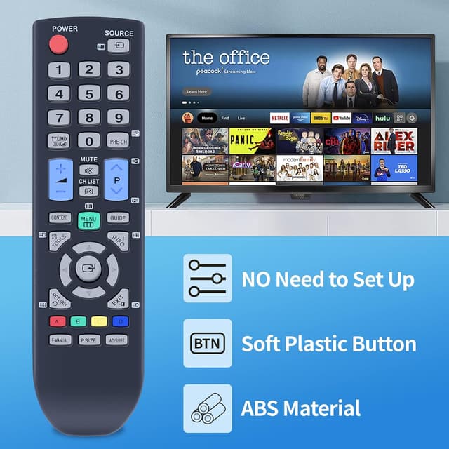 Detalle de TCNOUMT AA59-00496A replacement remote for Samsung LCD/LED/Plasma TVs (AAA)