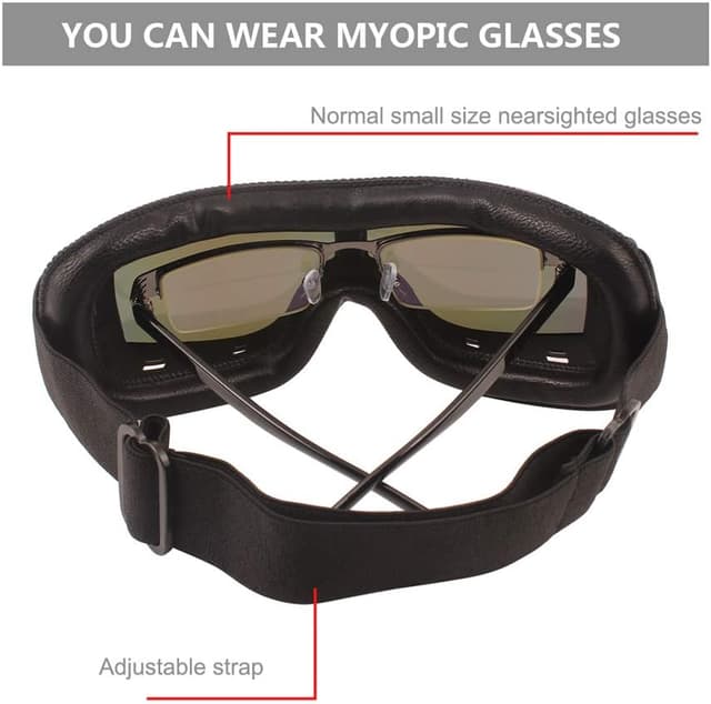 Detalle 1 de Ashilun Retro pilot goggles for moto riding