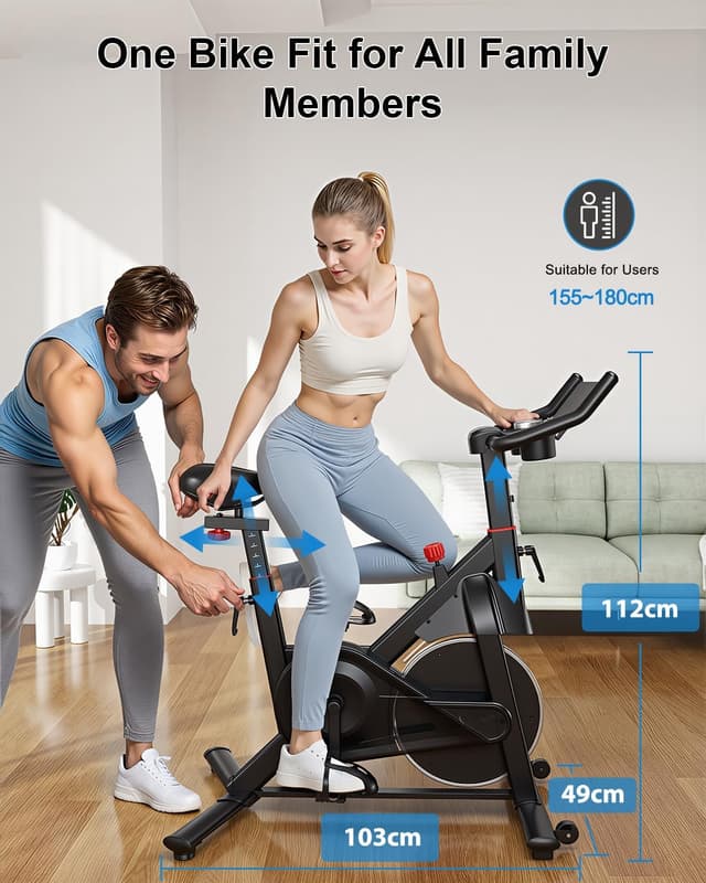 Detalle de Lacuffy indoor cycling exercise bike with LCD, app support and 136 kg weight capacity