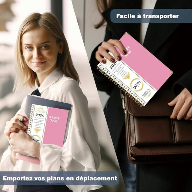 Thumbnail 6 de NEYSA Agenda 2026 A5 semainier spirale (janvier à décembre) avec autocollants, stylo et pochettes