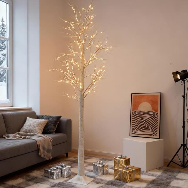 Detalle 2 de White twig tree set with lights (5ft, 6ft, 8ft) – 3 pack with 448 LEDs
