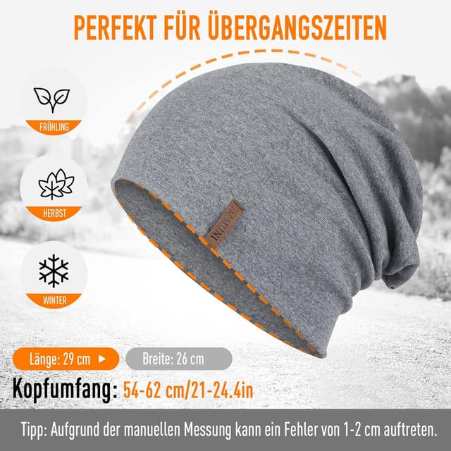 Detalle de Slouch Beanie Mütze aus Baumwolle (95%) – leichte, elastische Longbeanie für Damen & Herren