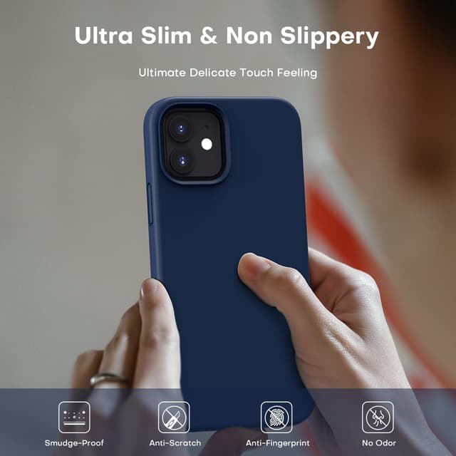 Detalle 2 de TOCOL Silicone for iPhone 12 Case (6.1-inch) – Liquid Silicone Slim, Blue