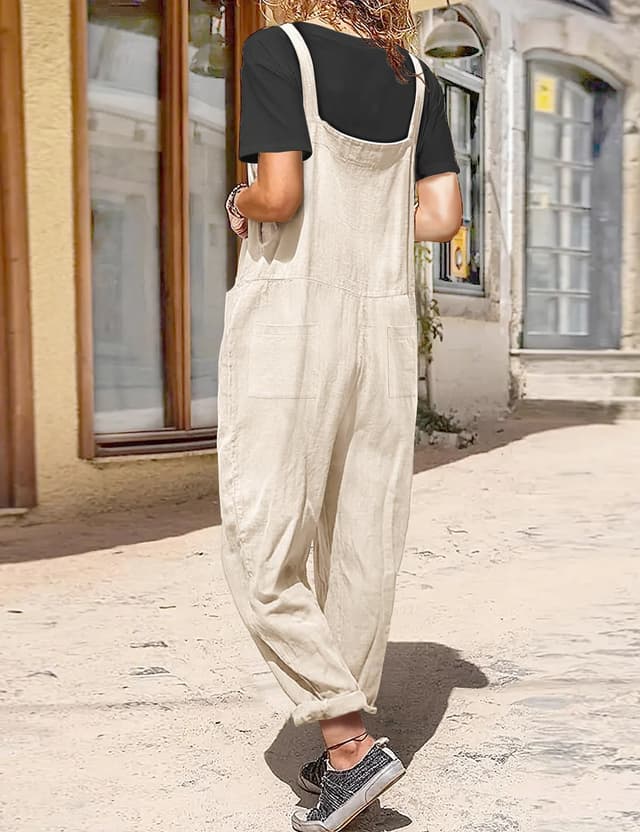 Detalle 2 de YESNO Damen Latzhose Sommer Oversize – luftige Trägerhose / Loose Bib Pants für Alltag, Urlaub & Büro