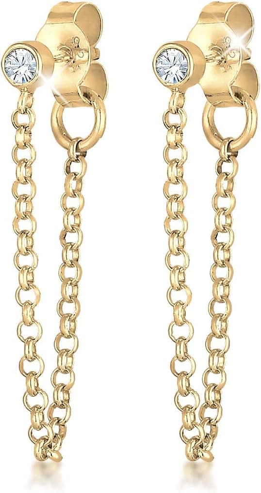 Detalle de Elli Ohrringe Ohrstecker Kette Geo mit 925 Silber