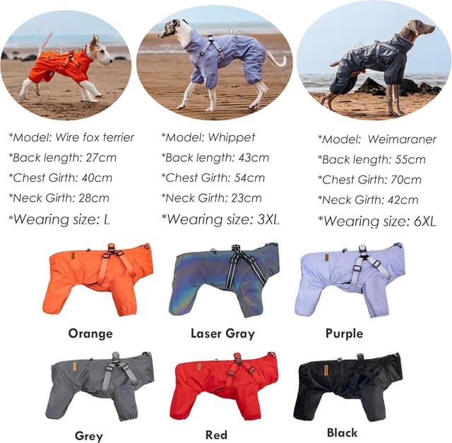 Detalle de BT Bear Dog Harness Raincoat (Laser Grey L) waterproof dog jacket with reflective strips