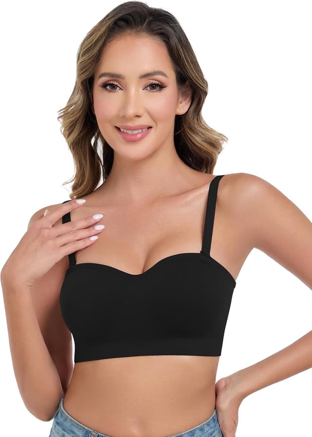Detalle de ANGOOL Strapless Wirefree Non-Slip Tube Top Bra (Padded Bandeau, Seamless)