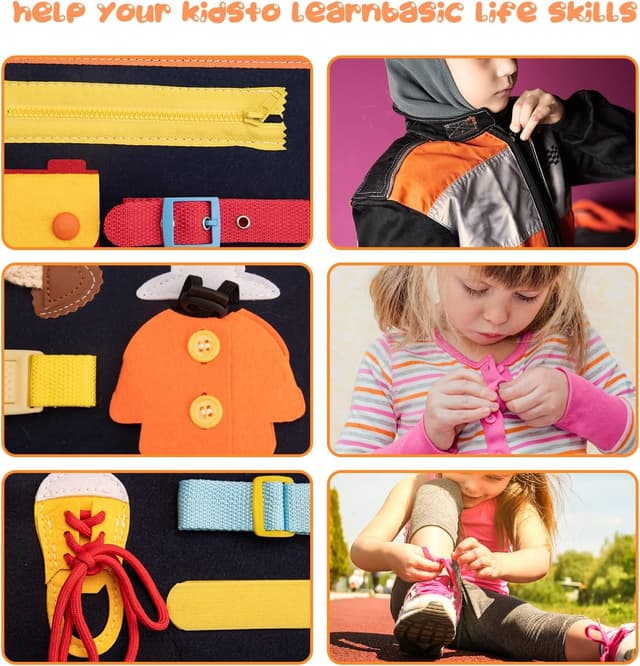 Detalle de Achiyway Busy Board Montessori a 4 strati: pannello sensoriale con lettere, numeri e lavagna fai-da-te