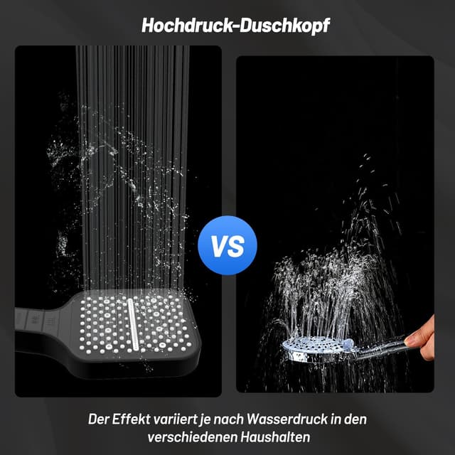 Detalle 2 de VEHHE Duschkopf mit 7 Strahlarten, Regendusche und Stopptaste (½")