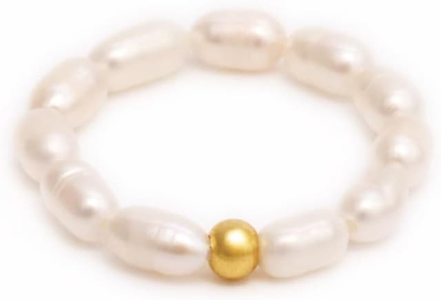 Detalle de BERGERLIN Reis Perlen Ring mit Goldperle S M L