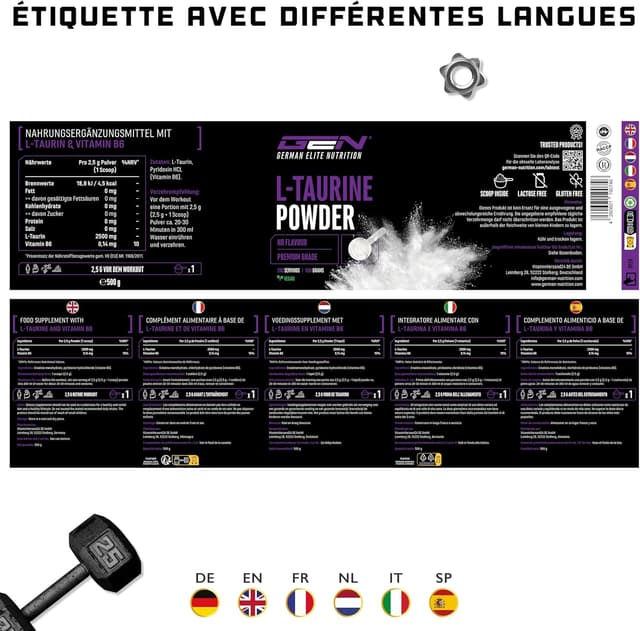 Thumbnail 5 de Taurine en poudre 500 g - solubilité optimale