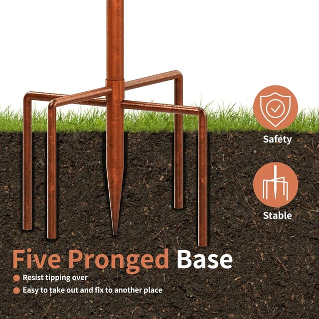 Detalle 2 de KHayRovies stehendes Metall-Vogelbad für außen in Retro-Kupferoptik mit 5 Zinken