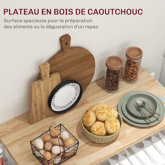 Detalle 2 de HOMCOM Desserte ilot de Cuisine 115,5 cm