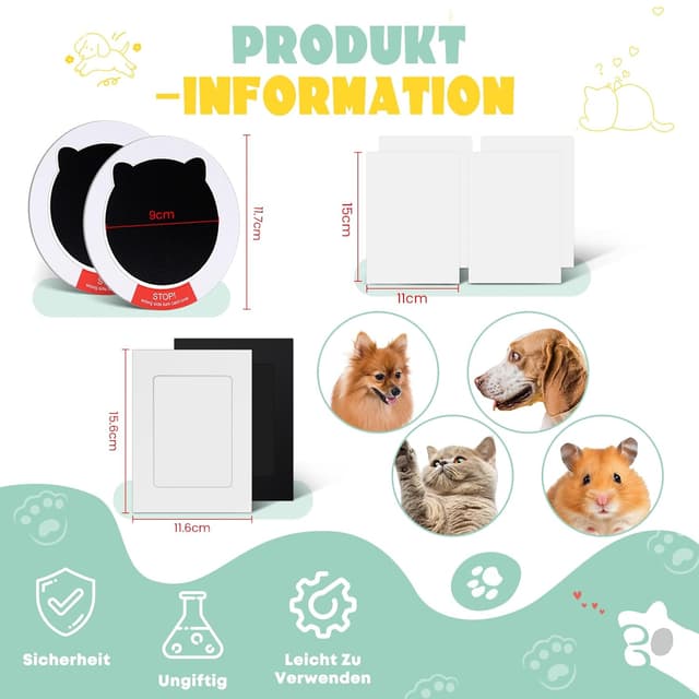 Detalle de Taricor Baby Fussabdruck Set mit Fotorahmen-Karten (Hund & Katze) – 2er Set im Katzenformat