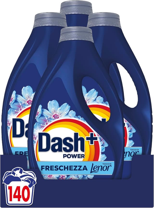 Detalle de Dash Power detersivo liquido per lavatrice con Freschezza di Lenor, 140 lavaggi (4x35)