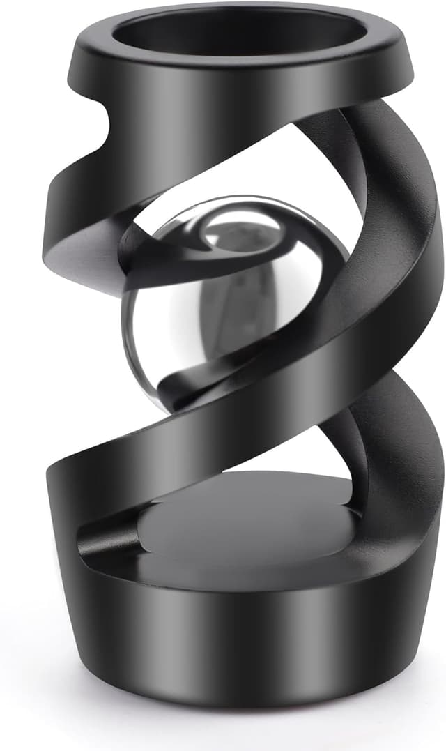 Upgraded Kinetic Desk Toys Kinetic Spinning Desk Toy (Black Silver) — Metal Alloy Fidget for Office & Focus