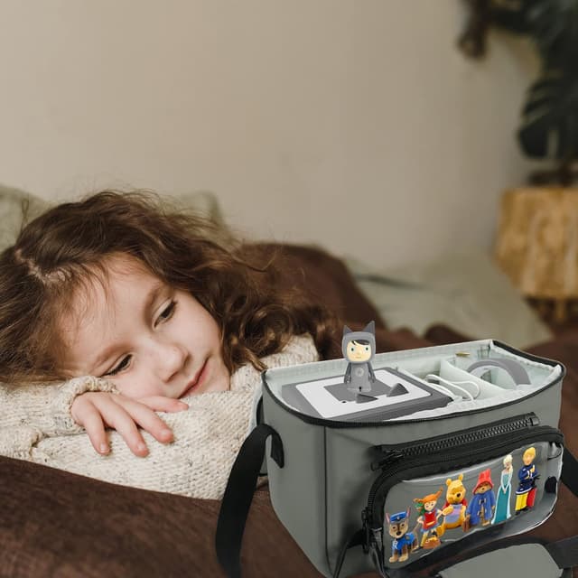 Detalle de Annmore Carry Bag for Toniebox and Characters (Grey) – storage for audio players, cards and accessories