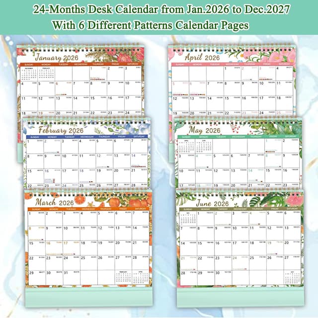 Detalle de ZEEYUAN Desk Calendar 2026–2027 (Jan 2026–Dec 2027) with 24 Monthly Pages