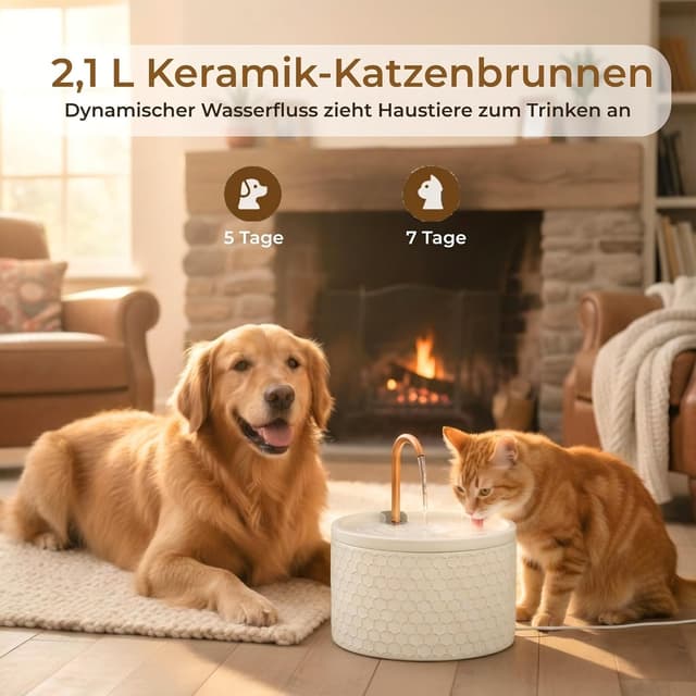 Detalle 2 de MISFANS Katzenbrunnen 2,1 L aus Keramik