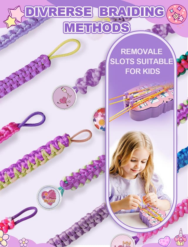 Detalle 2 de AONTESS Friendship Bracelet Making Kit (Purple) – DIY craft set for girls aged 8–12