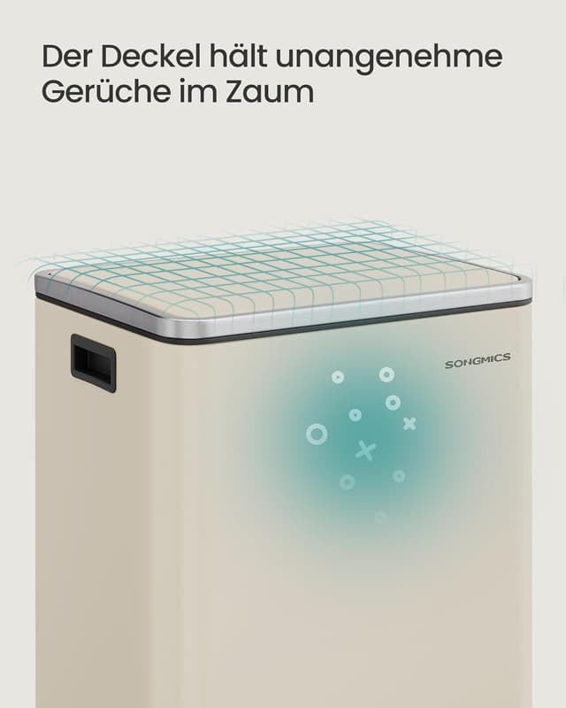 Thumbnail 6 de SONGMICS Mülleimer 50 L LTB595A02 aus Stahl – mit herausnehmbaren Inneneimer, Deckel & Soft-Close