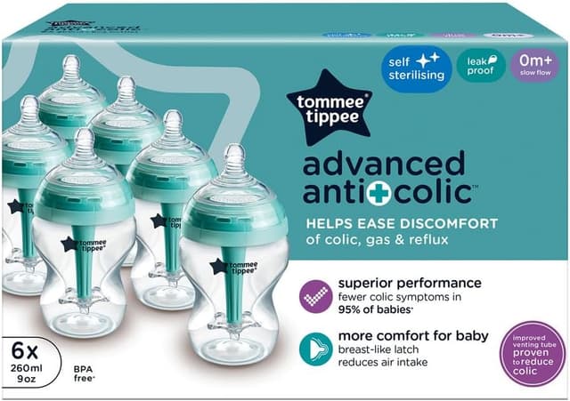 Detalle 2 de Tommee Tippee Biberón anticólico 260 ml Pack 6 Azul