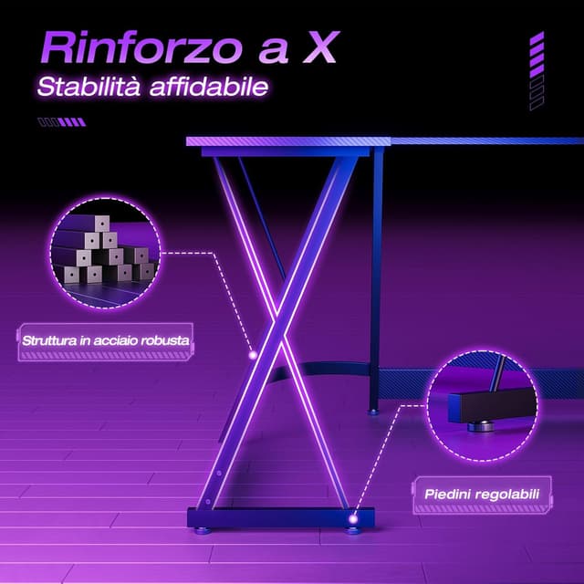 Detalle de ODK Scrivania Gaming angolare 120x120 cm