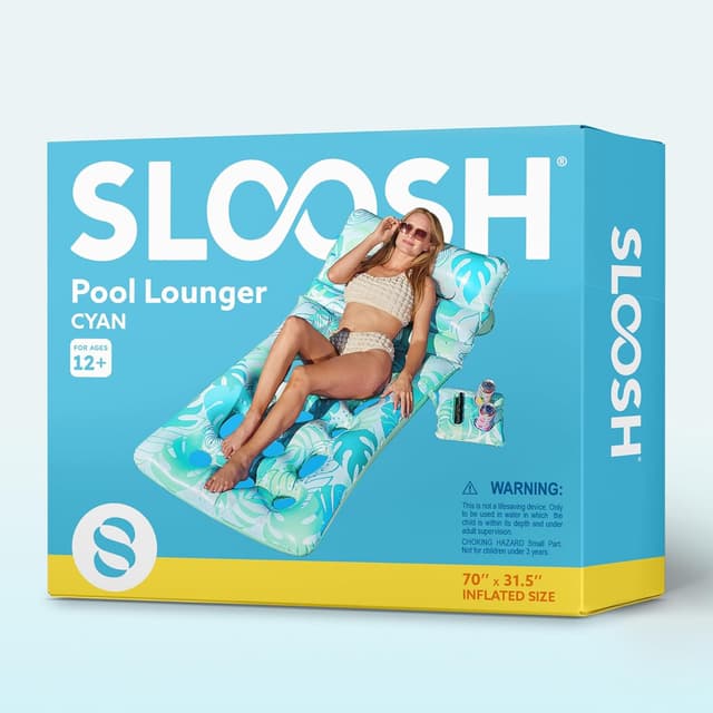 Thumbnail 6 de SLOOSH Inflatable Pool Float for Adults with Adjustable Backrest, Cup Holders and Water Flow Vents
