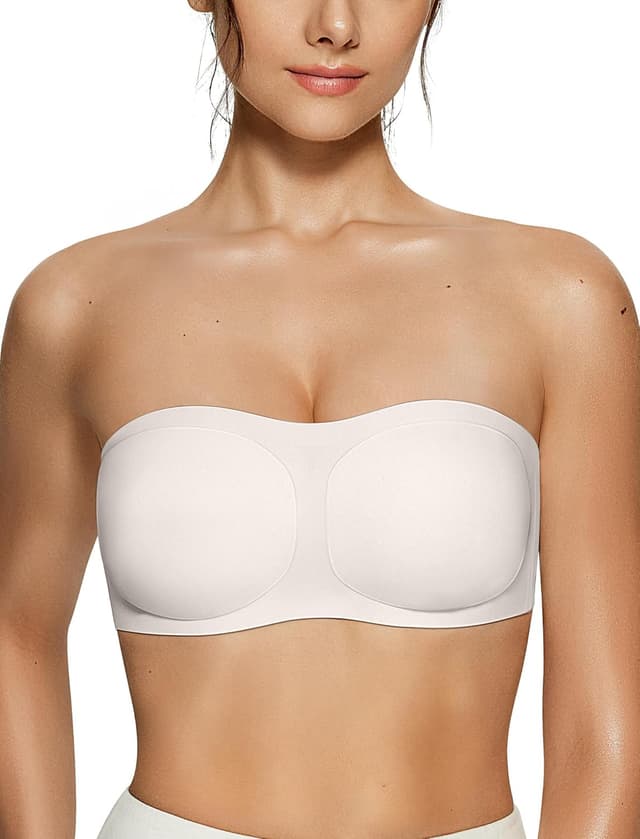 Detalle de Vertvie Strapless Jelly Push-Up Seamless Bandeau Bra (Wireless, Non-Slip Silicone)